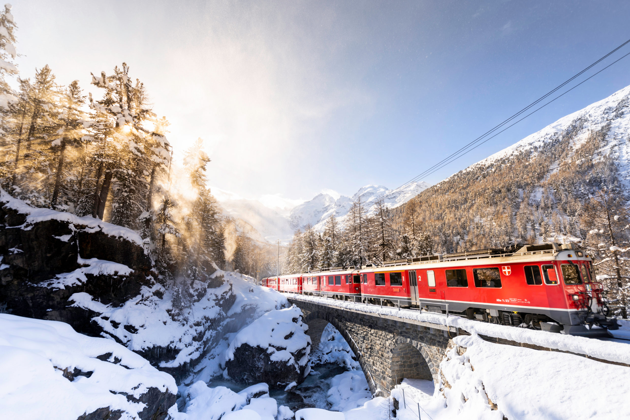 Rhaetian railway between Morterarsch and Bernina