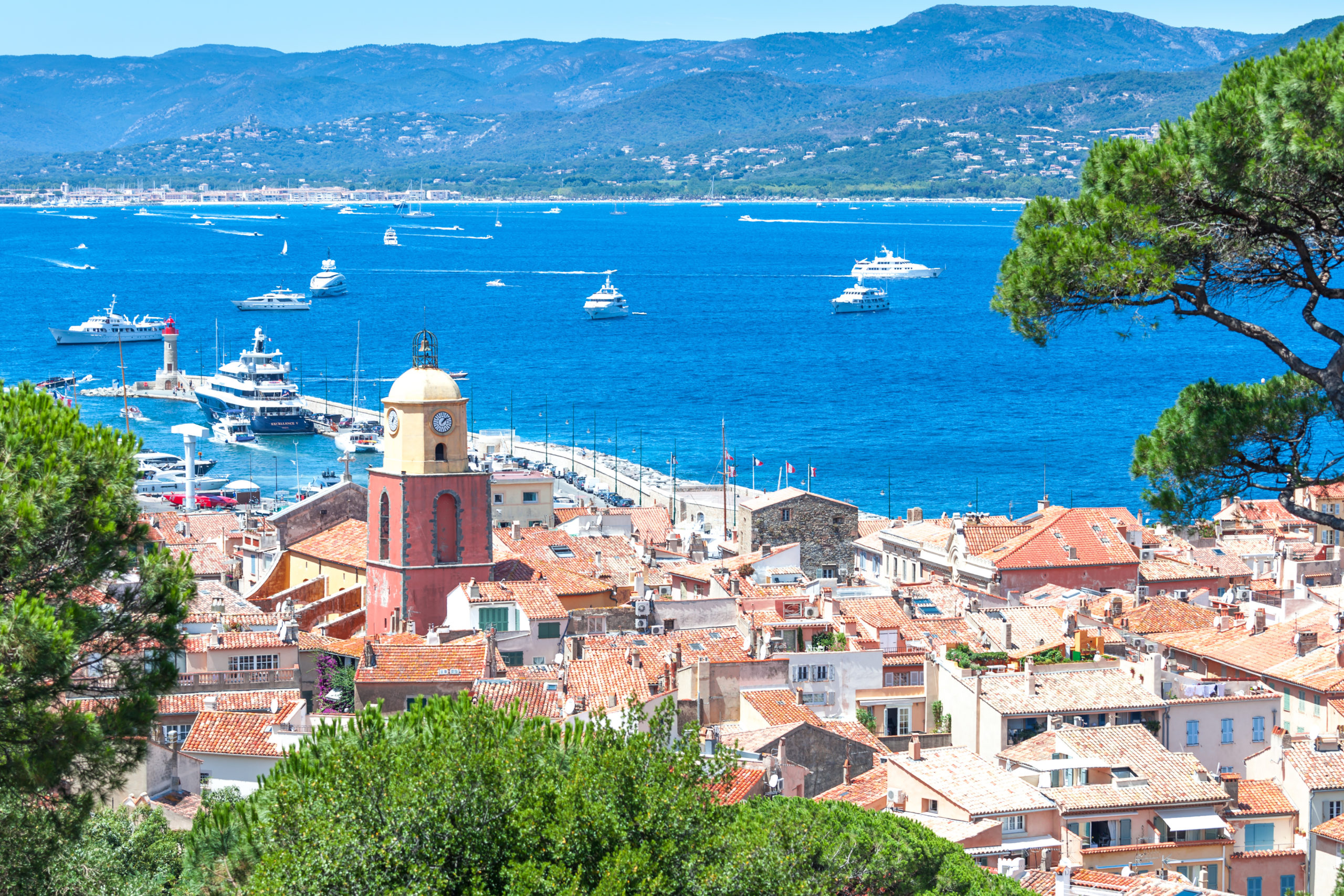 Panoramic view of the bay of Saint-Tropez, France