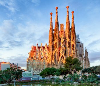 BARCELONA, SPAIN - FEBRUARY 10: La Sagrada Familia - the impressive cathedral designed by Gaudi, which is being build since 19 March 1882 and is not finished yet February 10, 2016 in Barcelona, Spain.