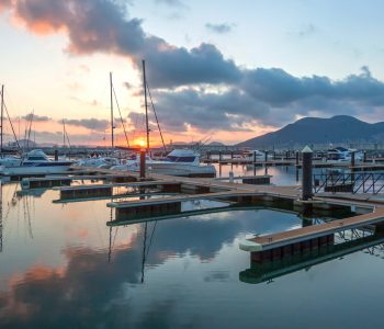 Harbor of Laredo at sunset. Cantabria (Spain).