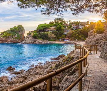 Costa Brava bay and beach with turquoise waters.