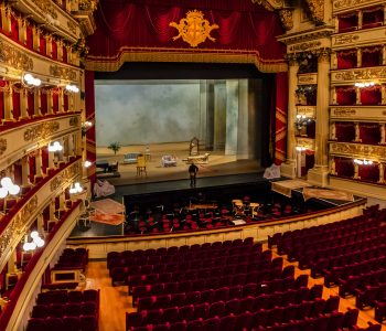 Interior of Main concert hall of Teatro alla Scala, an opera house in Milan (1778). La Scala regarded as one of the leading opera and ballet theatres in the world. MILAN, ITALY. January 2, 2018.