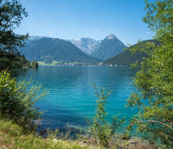 lake Achensee tyrol, with view to Dristenkopf mountain, Karwendel alps.